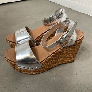 Prada Woven Metallic Wedges